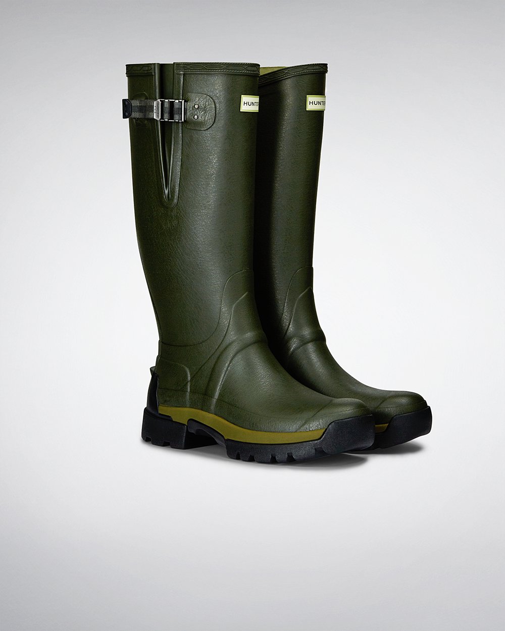 Men Hunter Balmoral Bamboo Carbon | Tall Rain Boots Dark Olive | NZ-85460-MFVT